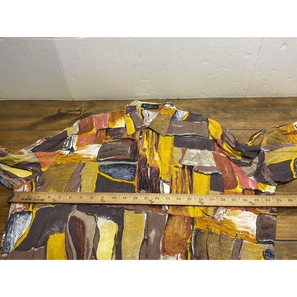 Alan Stuart Shirt Mens Multicolor Abstract Art Pullover Short Sleeve Banded XL - Picture 10 of 12